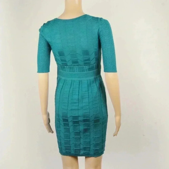 M Missoni Chevron Knit Half-Sleeve V-Neck Wool Blend Blue Dress - Picture 3 of 7